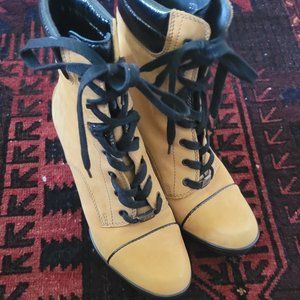 Tod’s High Heel Suede Wedge Boots, Size 37.5